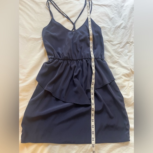 Solemio Navy Blue Peplum Strappy Dress size Medium - Picture 8 of 10